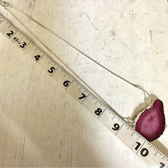 Sterling silver agate slice pendant necklace - Picture 9 of 11